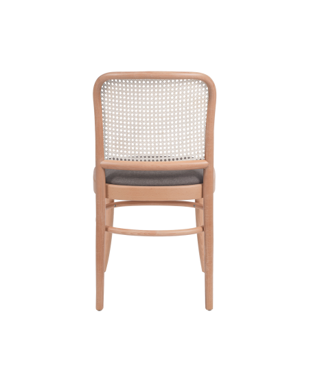 Krzesło drewniane Loomi 811 rattan naturalny - siedzisko szare