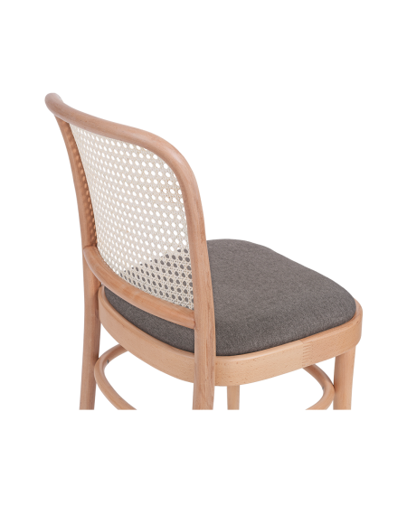 Krzesło drewniane Loomi 811 rattan naturalny - siedzisko szare