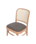 Krzesło drewniane Loomi 811 rattan naturalny - siedzisko szare