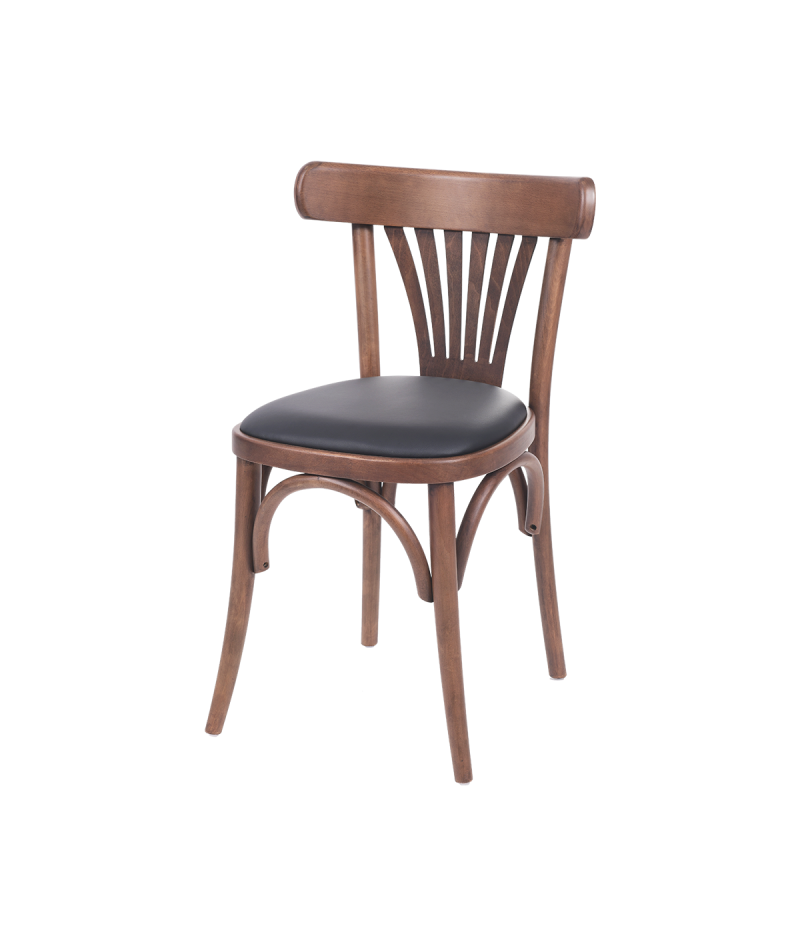 Krzesło drewniane Legend orzech - siedzisko czarne ekoskóra