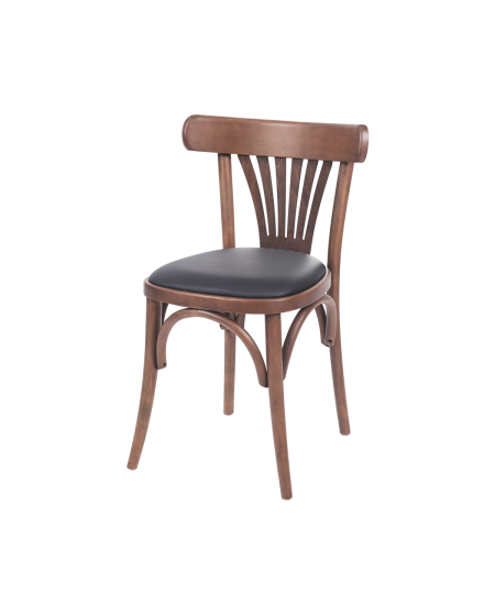 Krzesło drewniane Legend orzech - siedzisko czarne ekoskóra