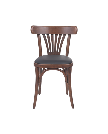 Krzesło drewniane Legend orzech - siedzisko czarne ekoskóra
