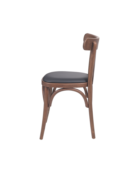 Krzesło drewniane Legend orzech - siedzisko czarne ekoskóra