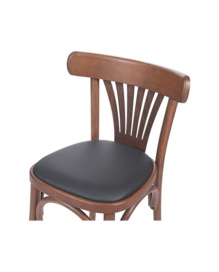 Krzesło drewniane Legend orzech - siedzisko czarne ekoskóra