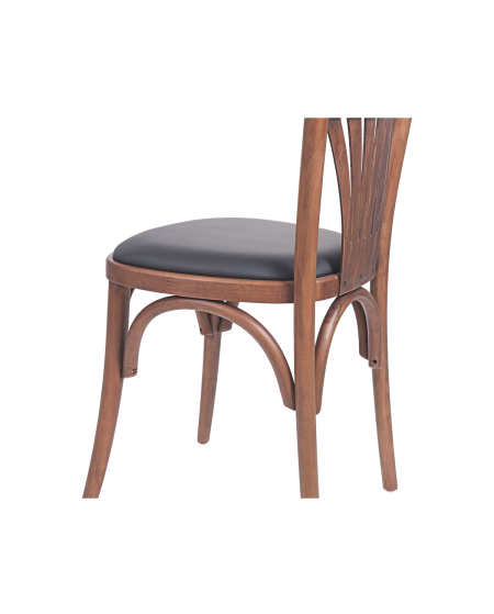 Krzesło drewniane Legend orzech - siedzisko czarne ekoskóra