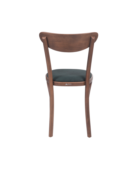 Krzesło drewniane Boomerang orzech - siedzisko zielone