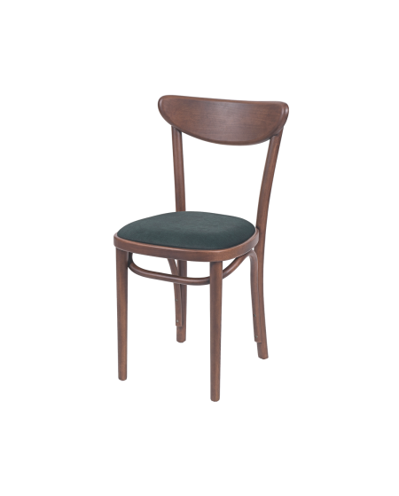 Krzesło drewniane Boomerang orzech - siedzisko zielone
