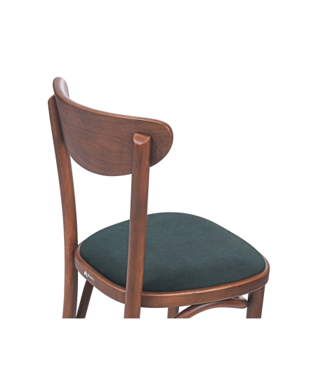 Krzesło drewniane Boomerang orzech - siedzisko zielone