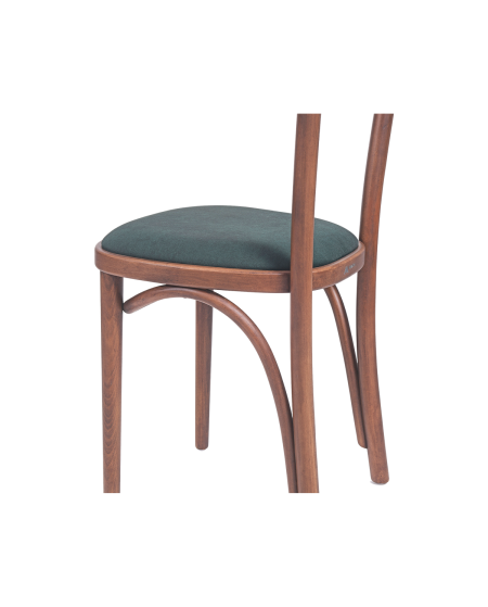 Krzesło drewniane Boomerang orzech - siedzisko zielone