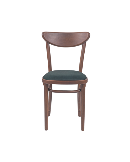 Krzesło drewniane Boomerang orzech - siedzisko zielone