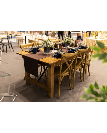 Krzesło Cross-Back Wood ciemne rustykalne