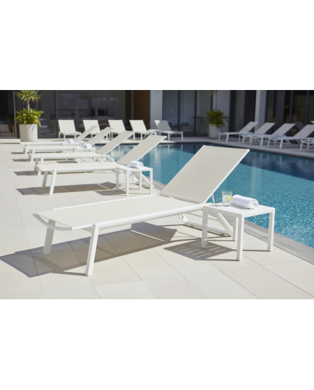 Leżak Riviera biało-beżowy