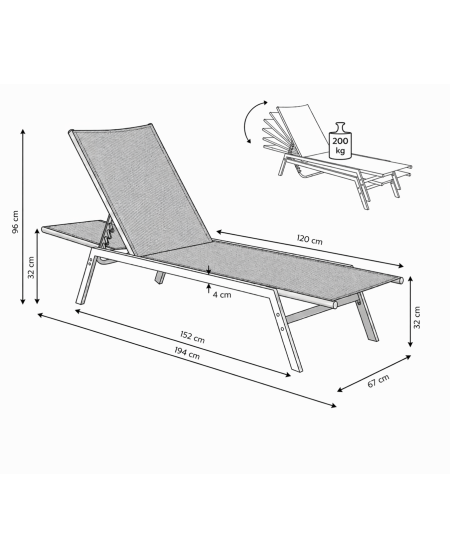 Leżak aluminiowy Riviera 5080