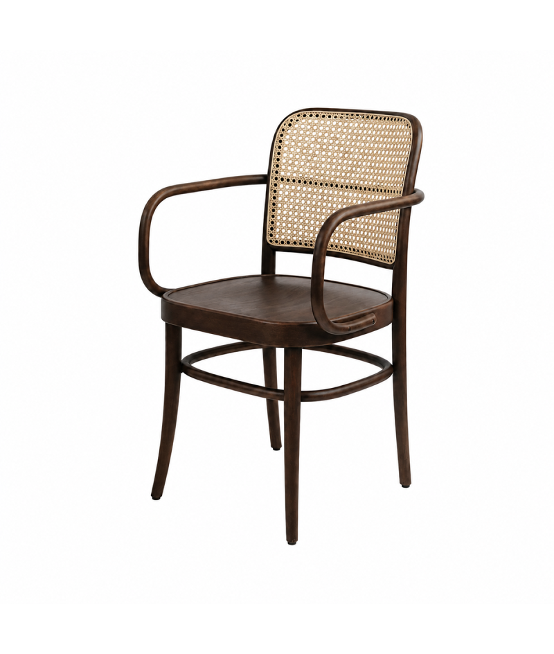 Krzesło drewniane Loomi 811 Arm rattan orzech