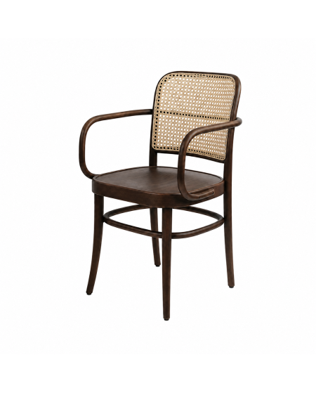 Krzesło drewniane Loomi 811 Arm rattan orzech