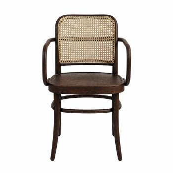 Krzesło drewniane Loomi 811 Arm rattan orzech