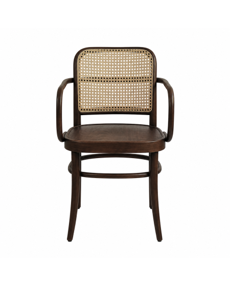 Krzesło drewniane Loomi 811 Arm rattan orzech