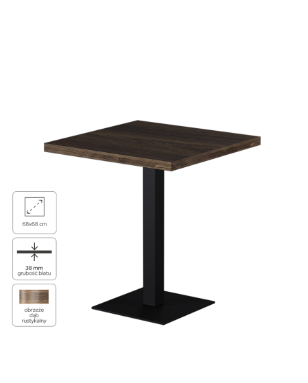 Stolik Alfa S 68x68 orzech południowy z obrzeżem Dark Wood