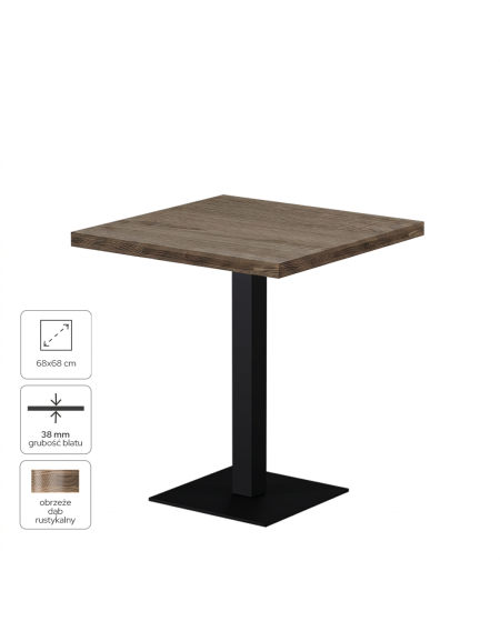 Stolik Alfa S 68x68 dąb sonoma tabac z obrzeżem Dark Wood