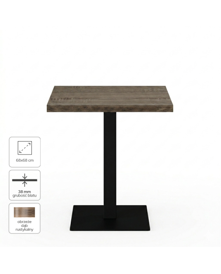 Stolik Alfa S 68x68 dąb sonoma tabac z obrzeżem Dark Wood