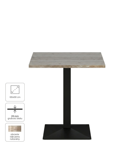 Stolik Giza 68x68 dąb cortona z obrzeżem Light Wood