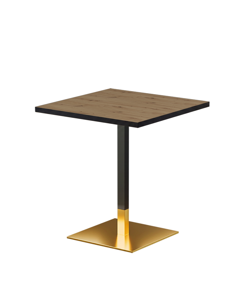 Stolik Omega 68x68 dąb artisan z obrzeżem czarny mat