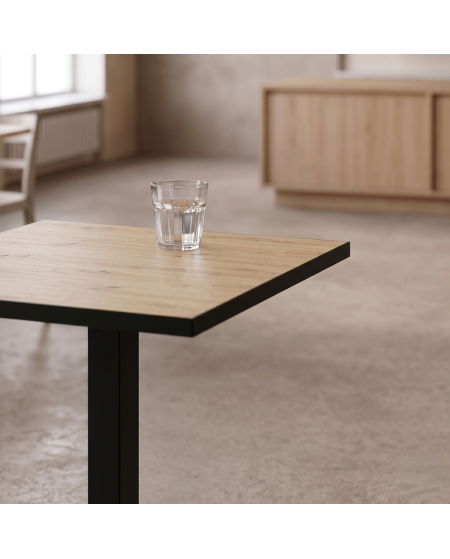 Stolik Omega 68x68 dąb artisan z obrzeżem czarny mat