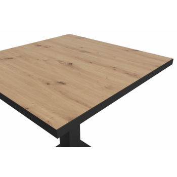Stolik Omega 68x68 dąb artisan z obrzeżem czarny mat