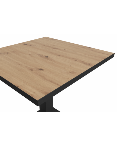 Stolik Omega 68x68 dąb artisan z obrzeżem czarny mat