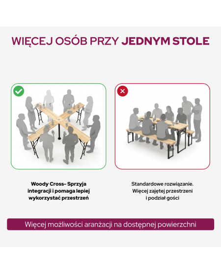 Stół Woody Cross 241x241 cm jodła