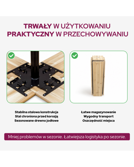 Stół Woody Cross 241x241 cm jodła
