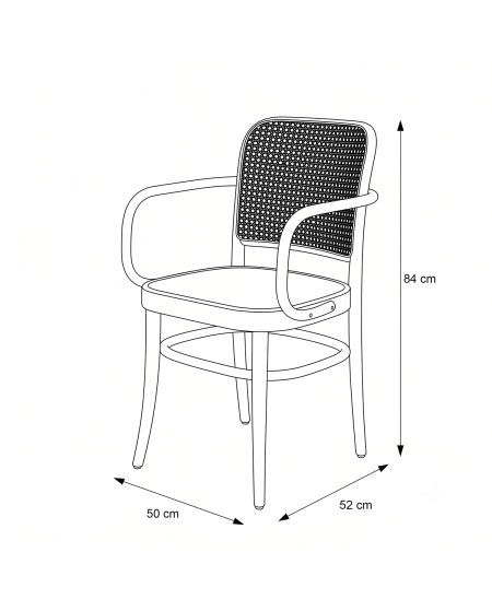 Krzesło drewniane Loomi 811 Arm rattan orzech