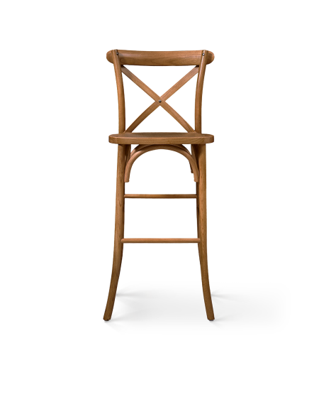 Hoker Cross-Back Wood Bar ciemny rustykalny