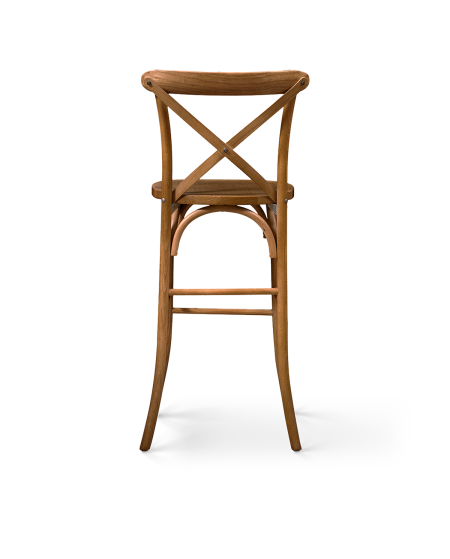 Hoker Cross-Back Wood Bar ciemny rustykalny
