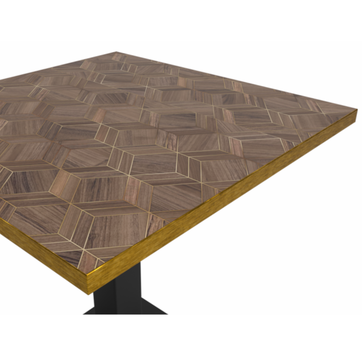 Stolik kawiarniany Alfa S 68x68 orzech Brushed Gold - blat