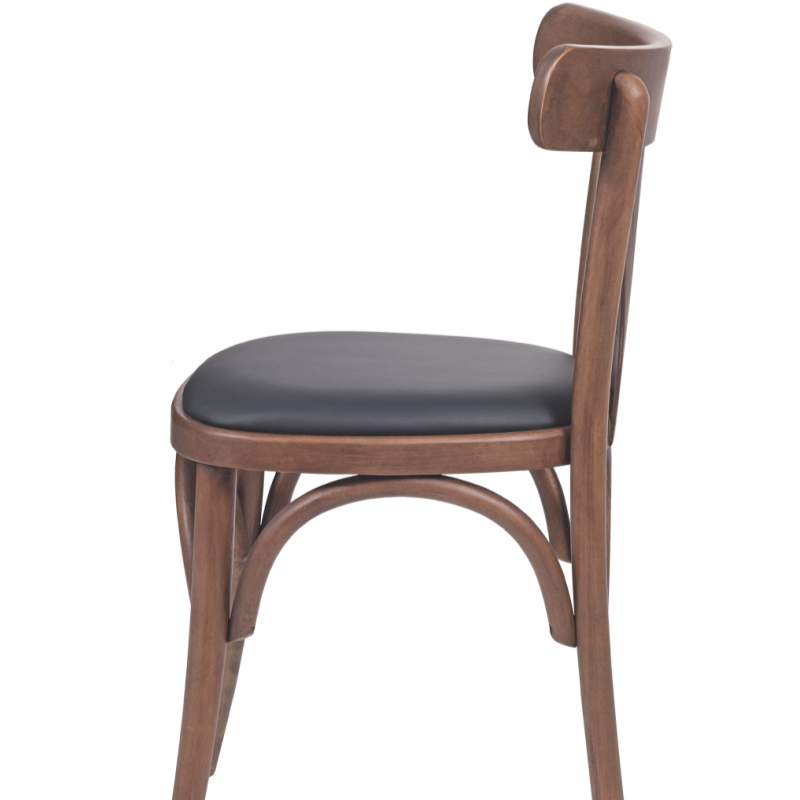 Krzesło gięte Boomerang tapicerowane z siedziskiem z ekosk&oacute;ry - bok