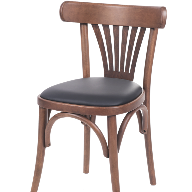 Krzesło gięte Boomerang tapicerowane z siedziskiem z ekosk&oacute;ry - widok og&oacute;lny