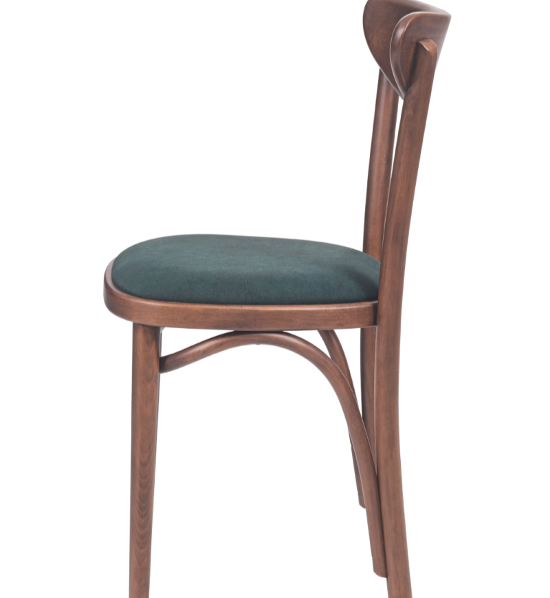 Krzesło gięte Boomerang tapicerowane z siedziskiem zielonym - bok