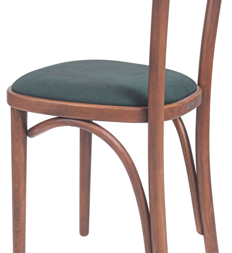 Krzesło gięte Boomerang tapicerowane z siedziskiem zielonym - n&oacute;żki, tył