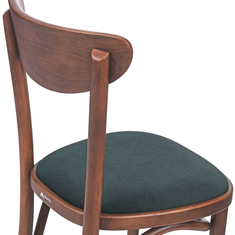 Krzesło gięte Boomerang tapicerowane z siedziskiem zielonym - tył oparcia