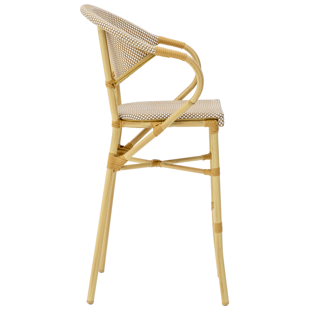 Krzesło technorattanowe Camillo Bar brązowo-beżowe -bok