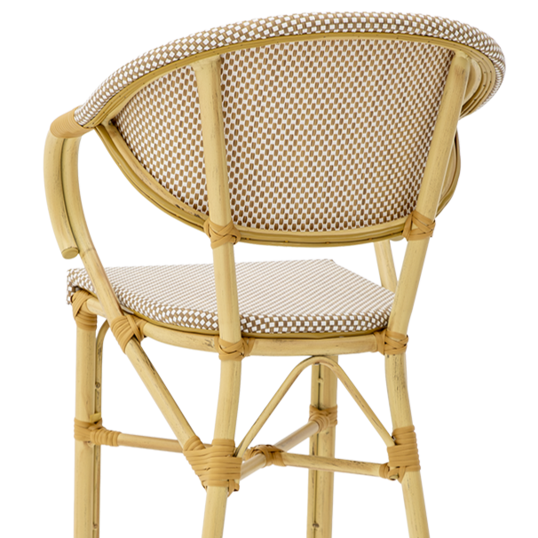 Krzesło technorattanowe Camillo Bar brązowo-beżowe - oparcie od tyłu