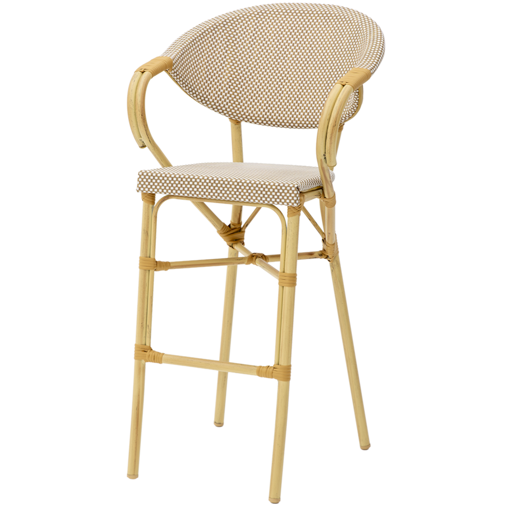 Krzesło technorattanowe Camillo Bar brązowo-beżowe - widok og&oacute;lny