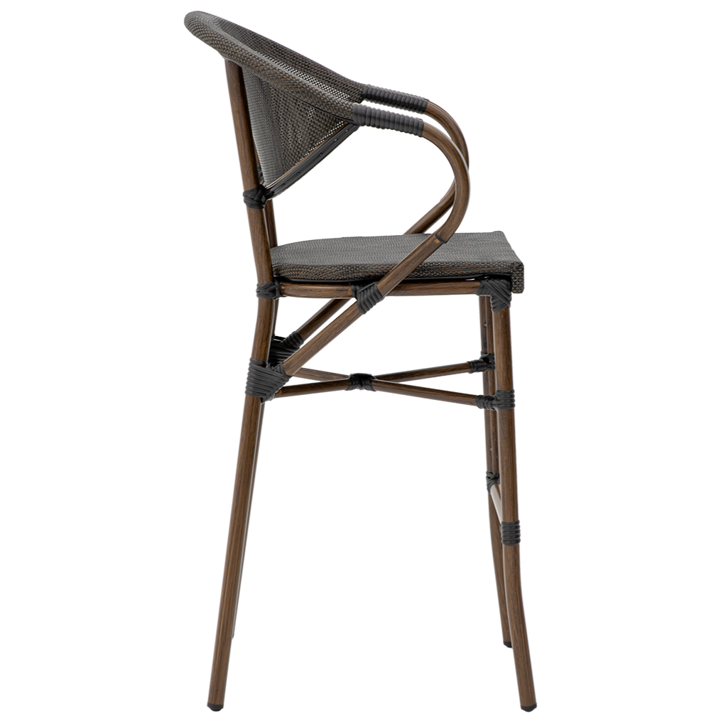 Krzesło technorattanowe Camillo Bar ciemny antracyt - bok