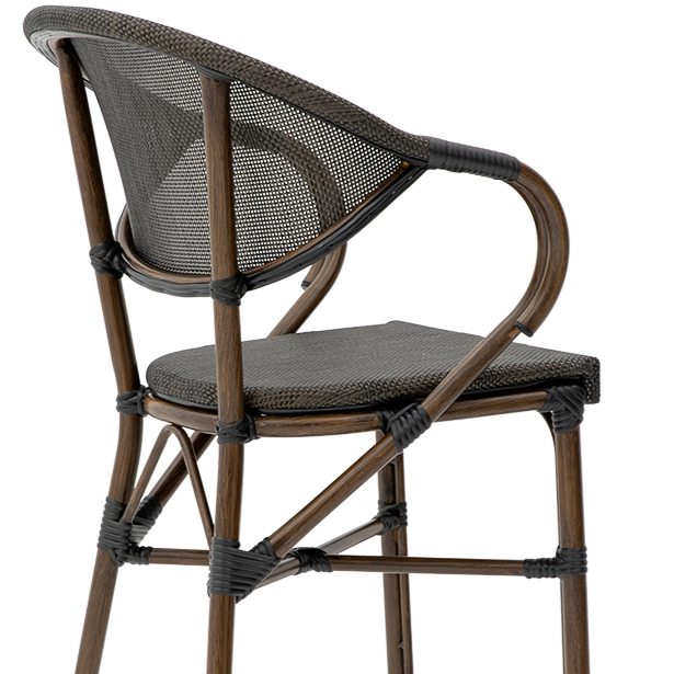 Krzesło technorattanowe Camillo Bar ciemny antracyt - oparcie tył