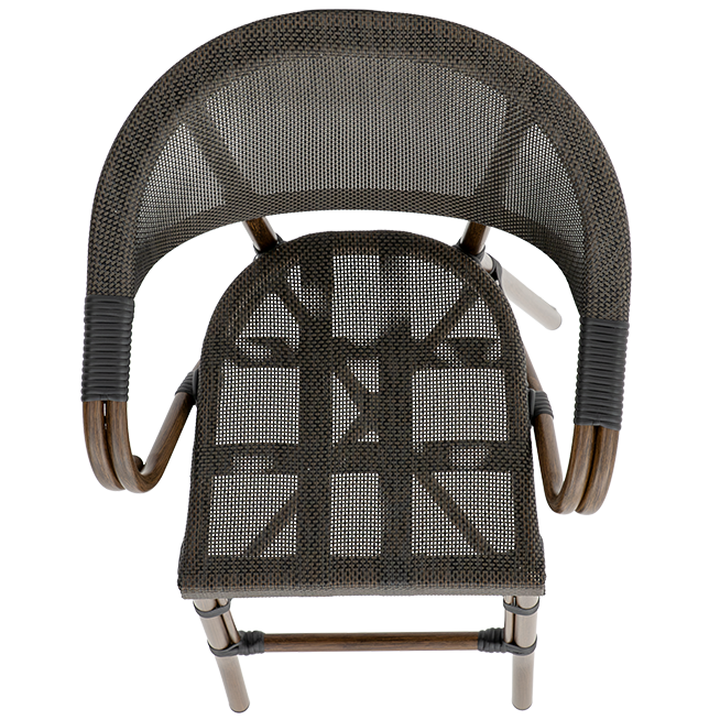 Krzesło technorattanowe Camillo Bar ciemny antracyt - siedzisko od góry