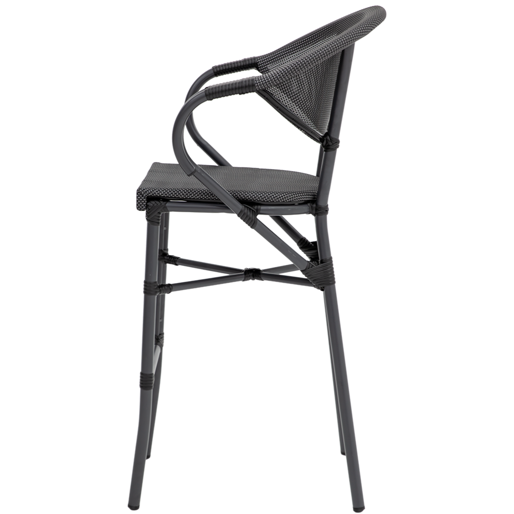 Krzesło technorattanowe Camillo Bar czarno-grafitowe - bok