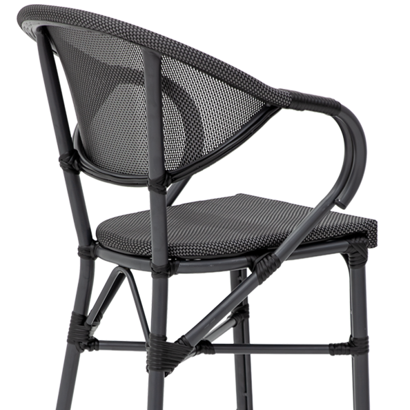 Krzesło technorattanowe Camillo Bar czarno-grafitowe - oparcie od tyłu