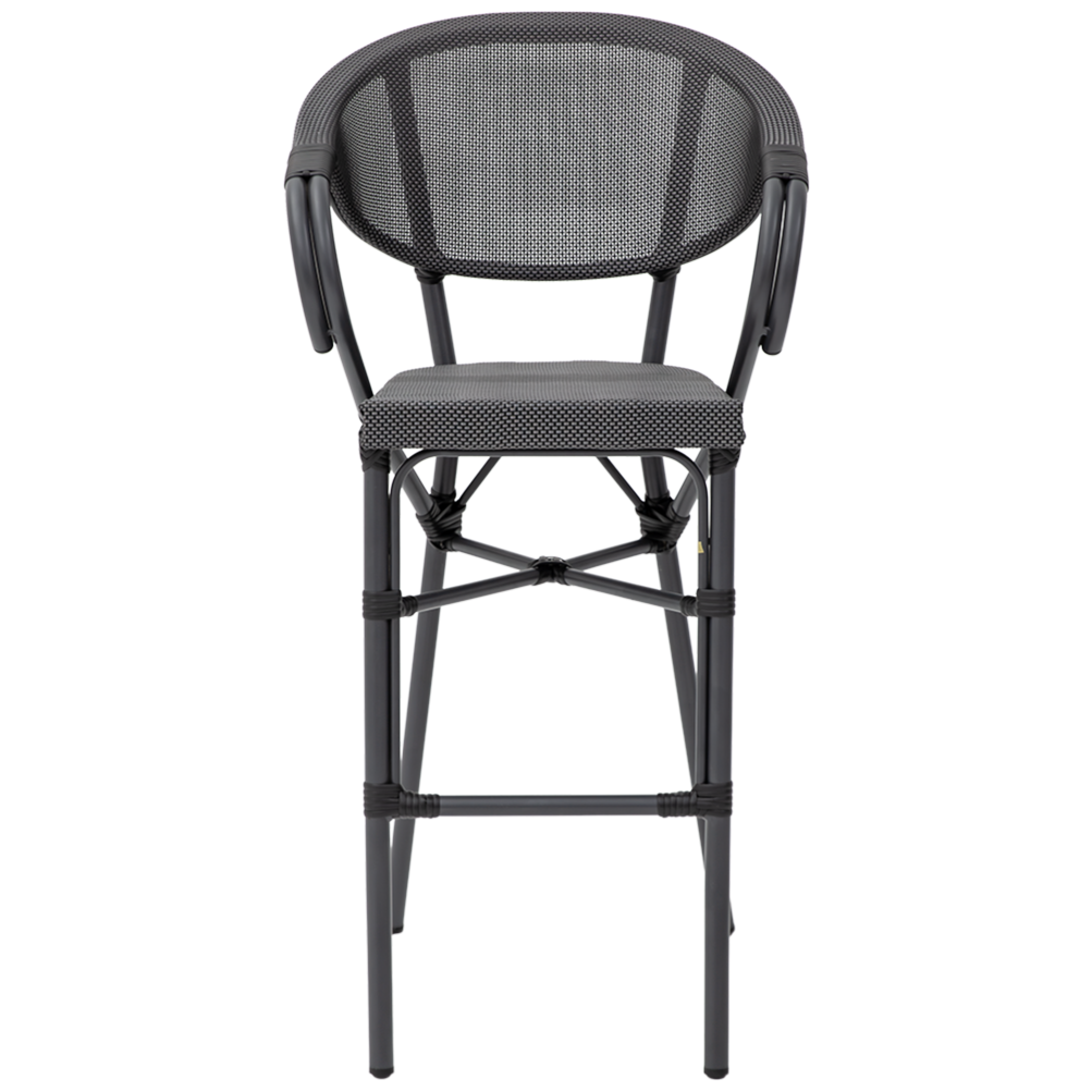 Krzesło technorattanowe Camillo Bar czarno-grafitowe - prz&oacute;d