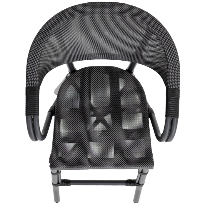 Krzesło technorattanowe Camillo Bar czarno-grafitowe - siedzisko od g&oacute;ry